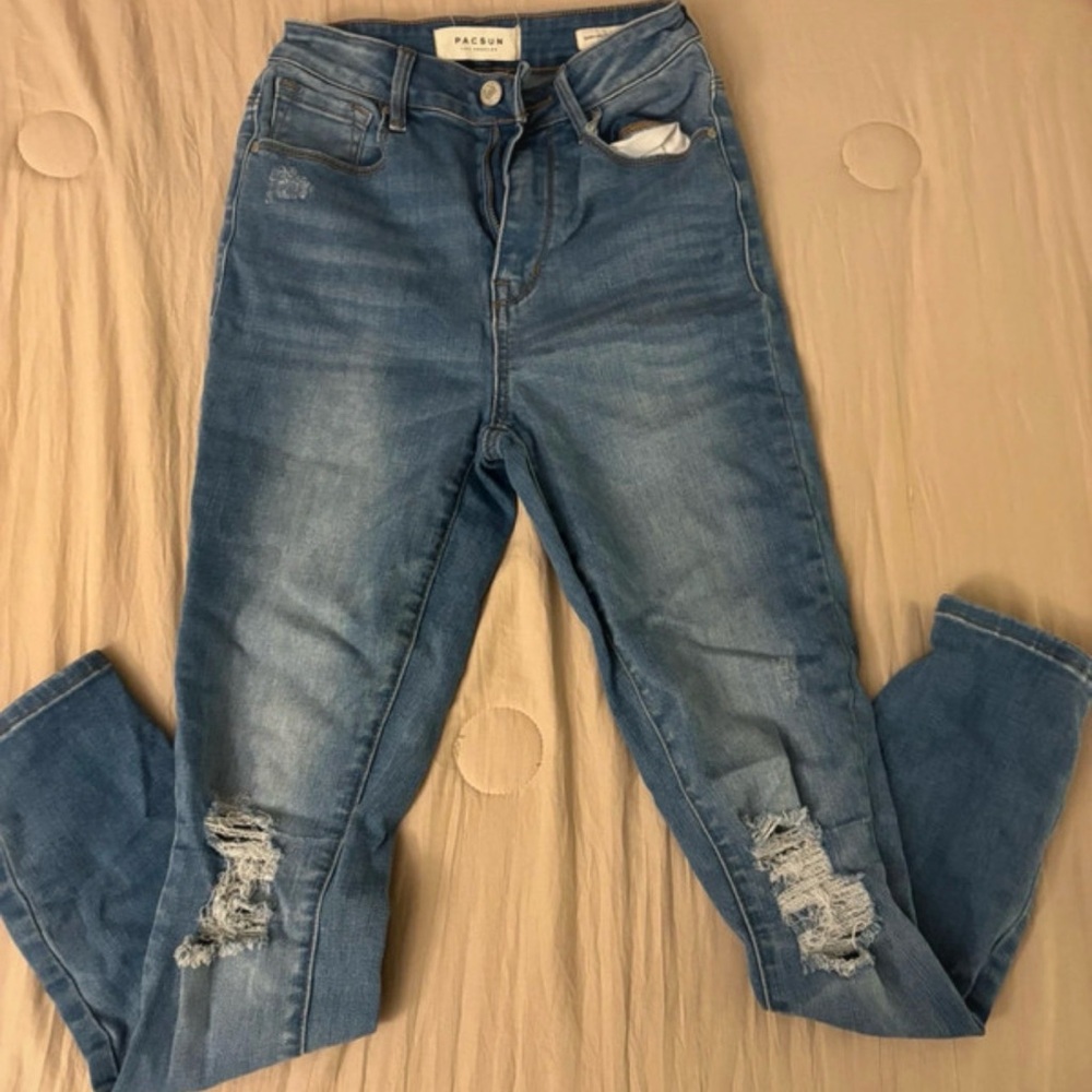 PacSun Medium Blue Ripped Boyfriend Jeans